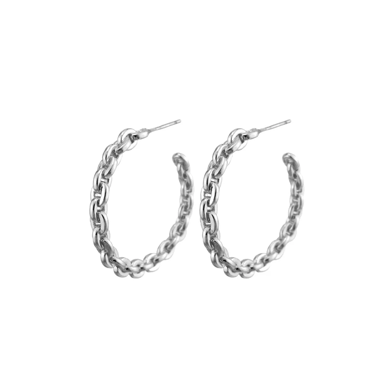 Chain Link Open Hoop Earrings - In Gold & Silver