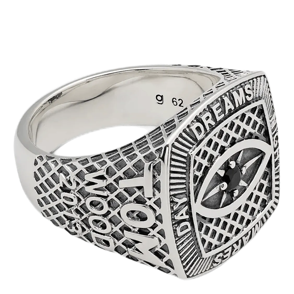 Champion Ring Black Eye Silver