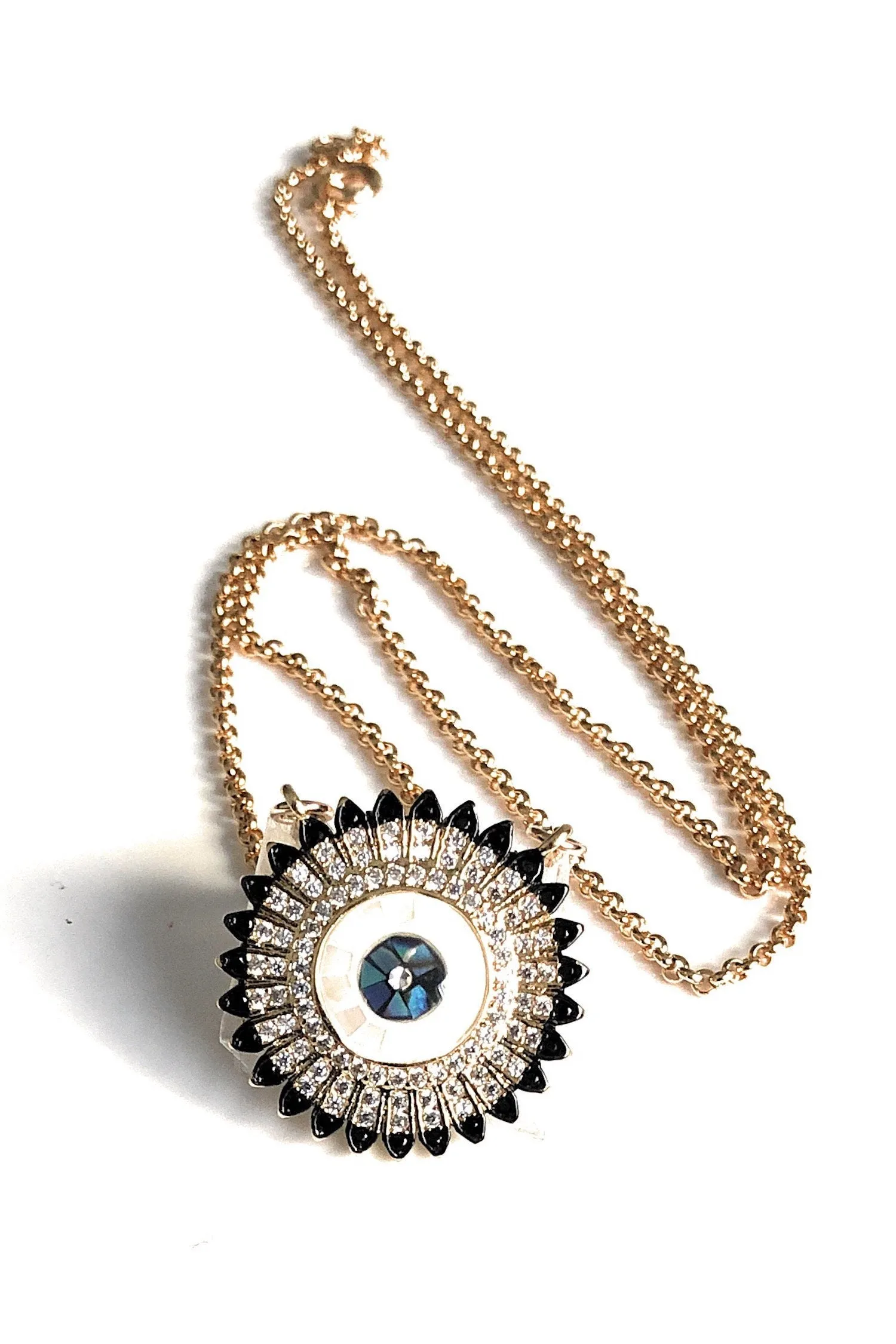 Circular Cubic Zirconia Evil Eye Necklace