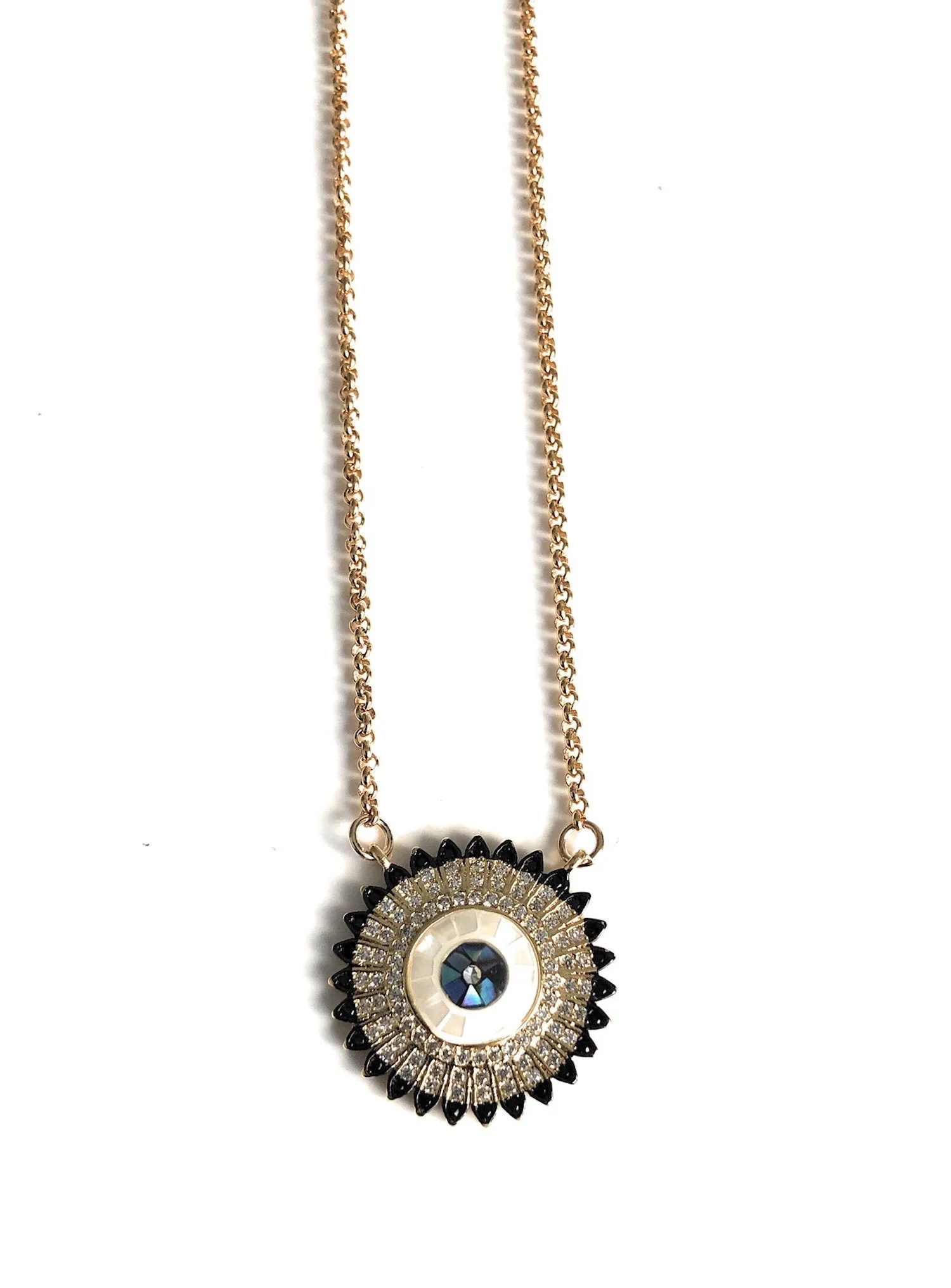 Circular Cubic Zirconia Evil Eye Necklace