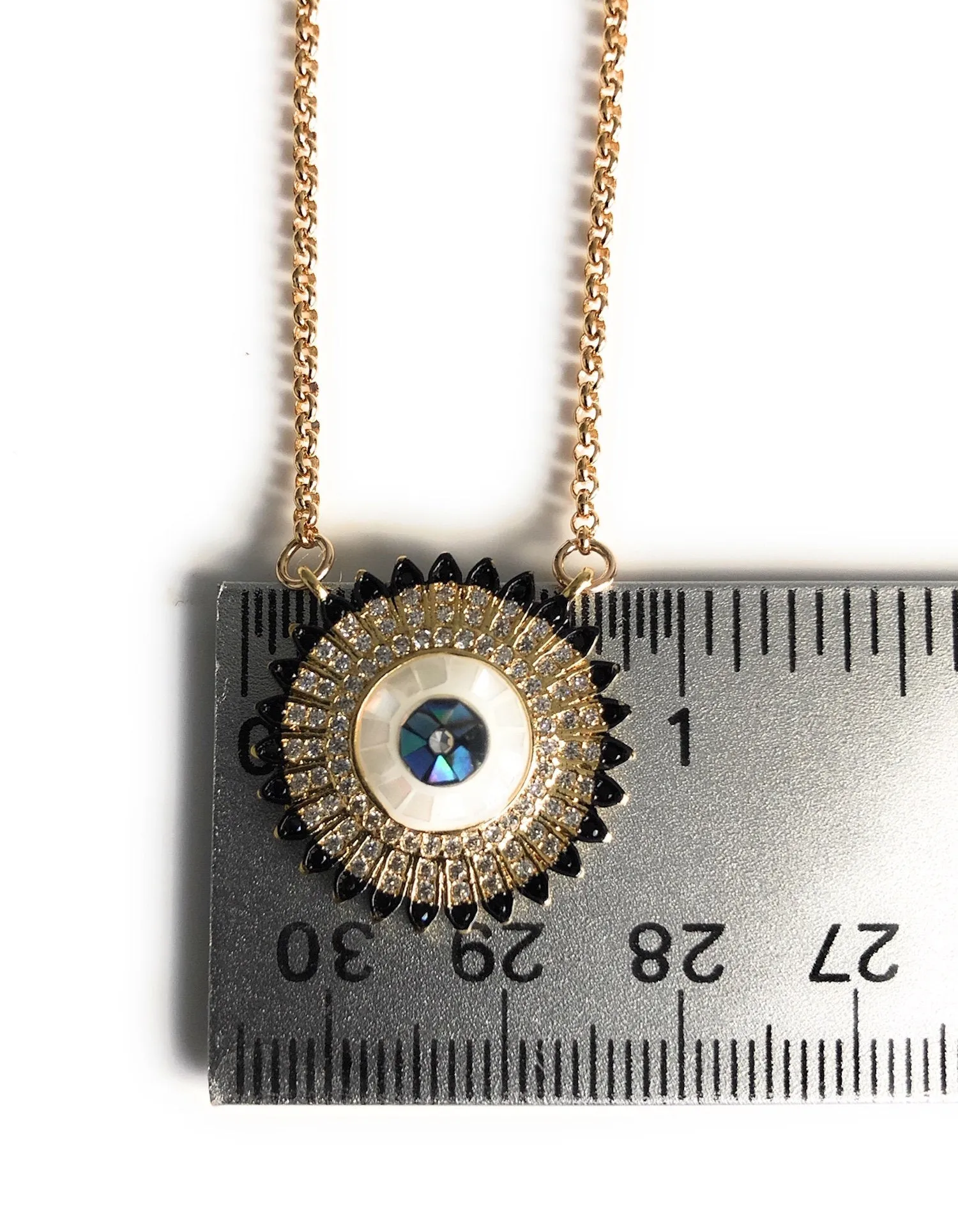 Circular Cubic Zirconia Evil Eye Necklace