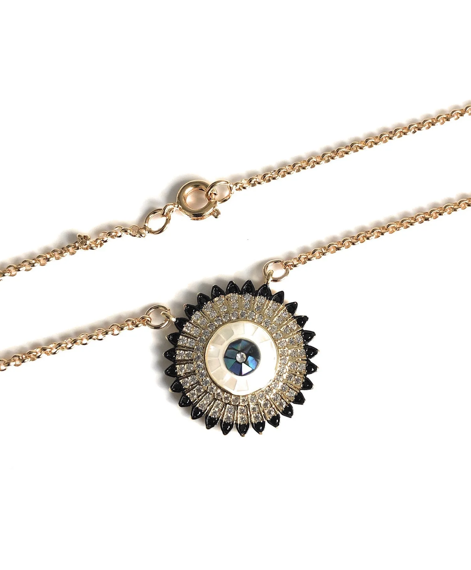 Circular Cubic Zirconia Evil Eye Necklace