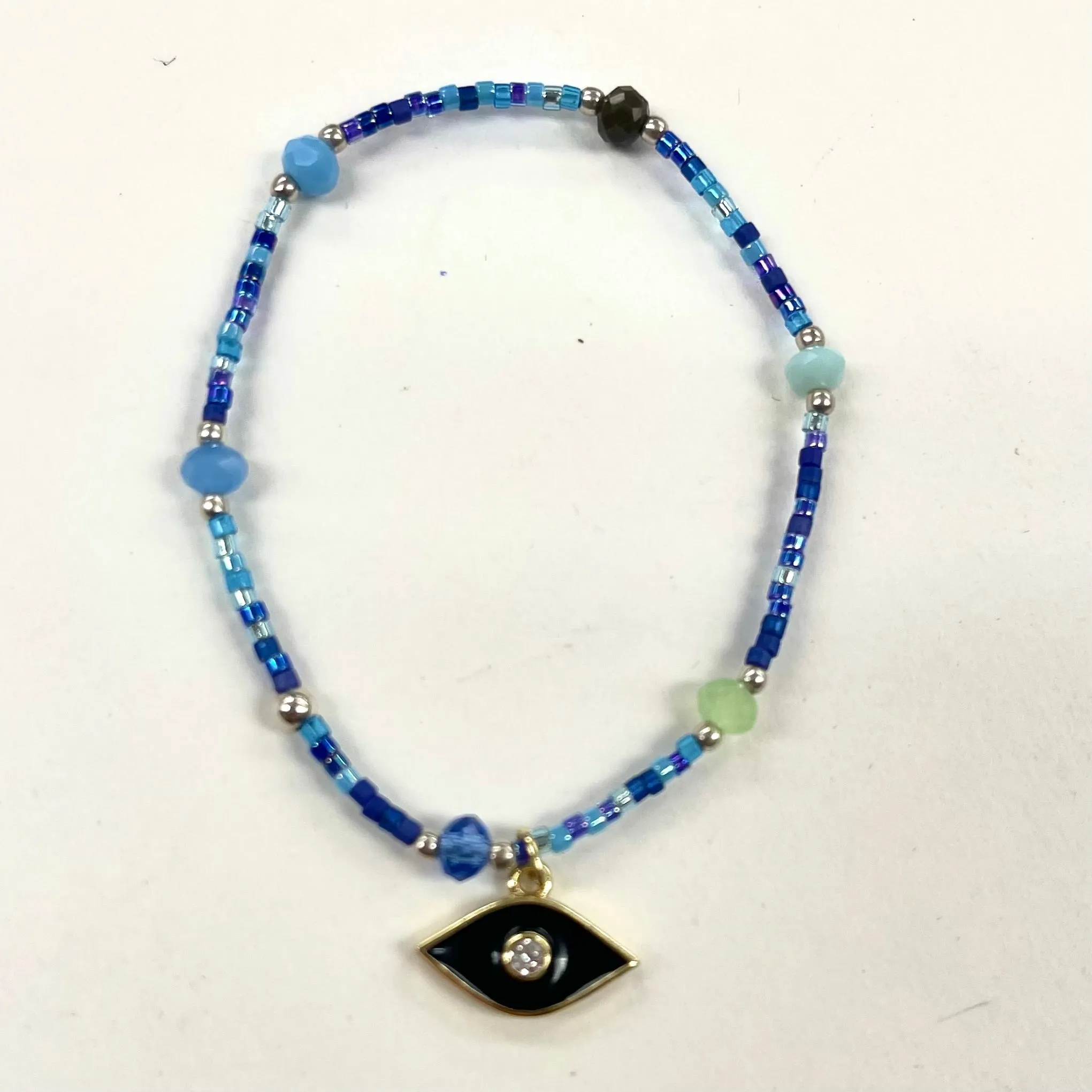 Colorful Beaded Evil Eye And Hamsa Stretch Bracelets