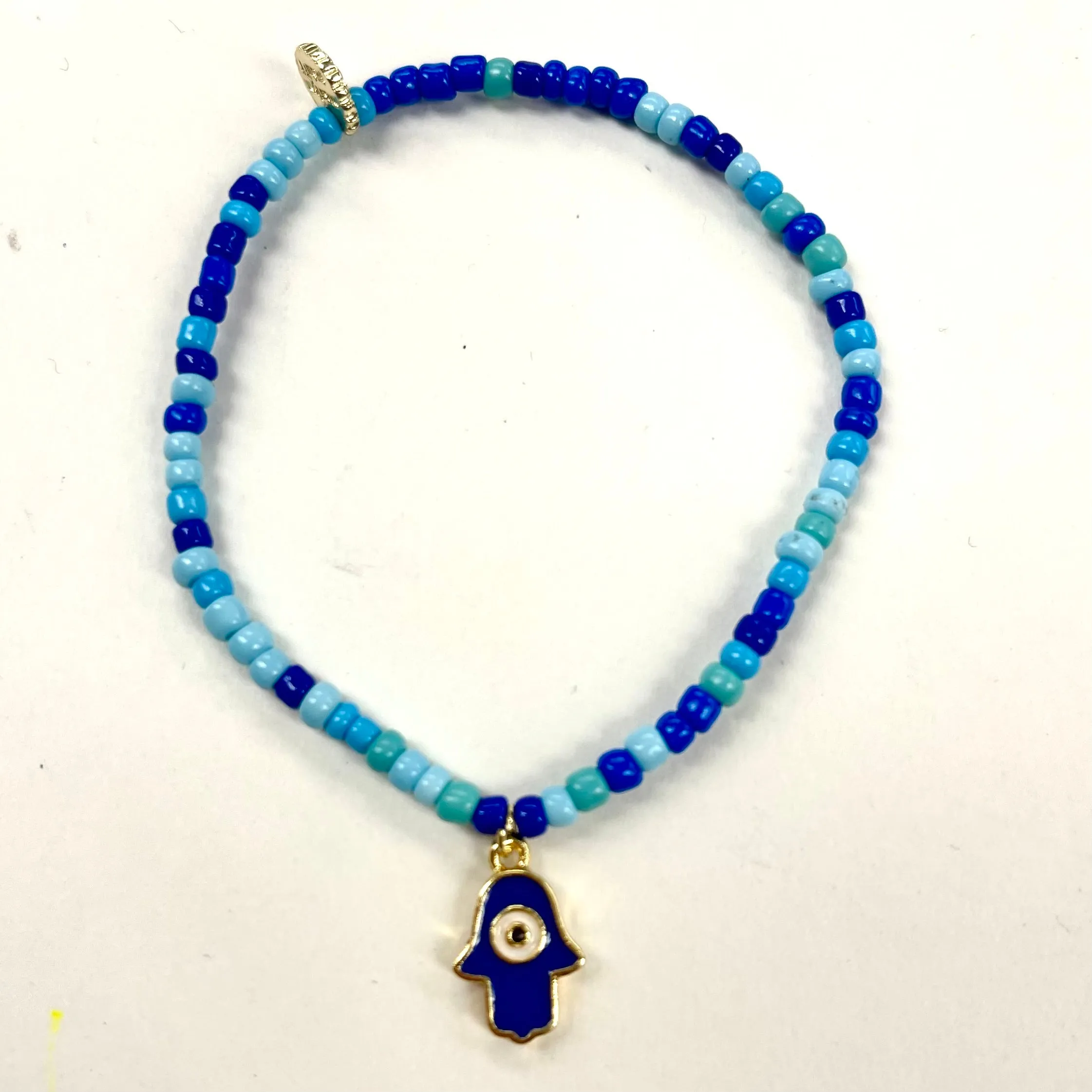 Colorful Beaded Evil Eye And Hamsa Stretch Bracelets