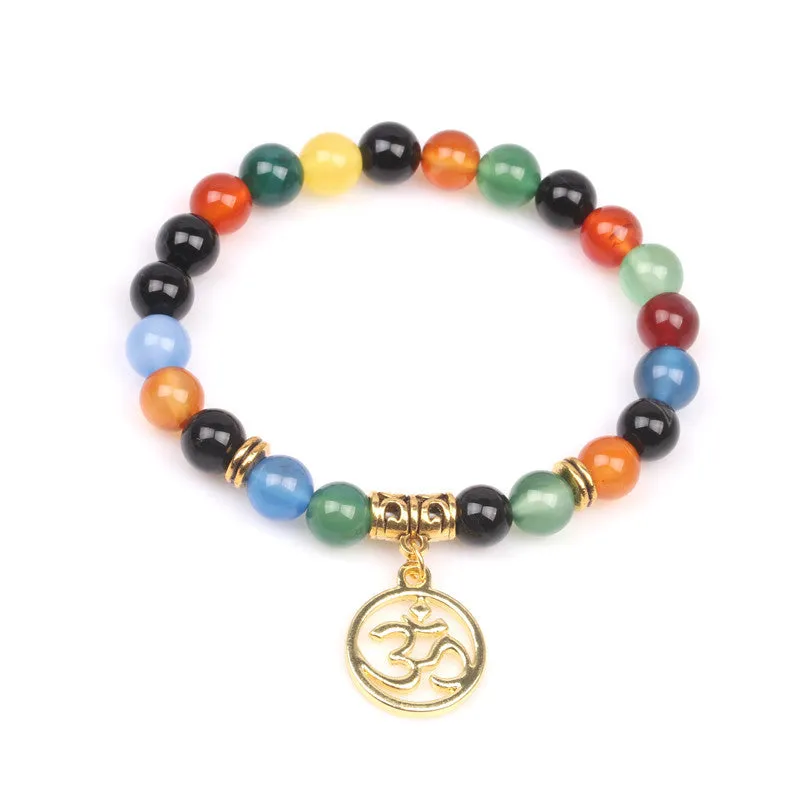 Colorful Chakra Agate Energy Yoga Buddha 3D Bracelet