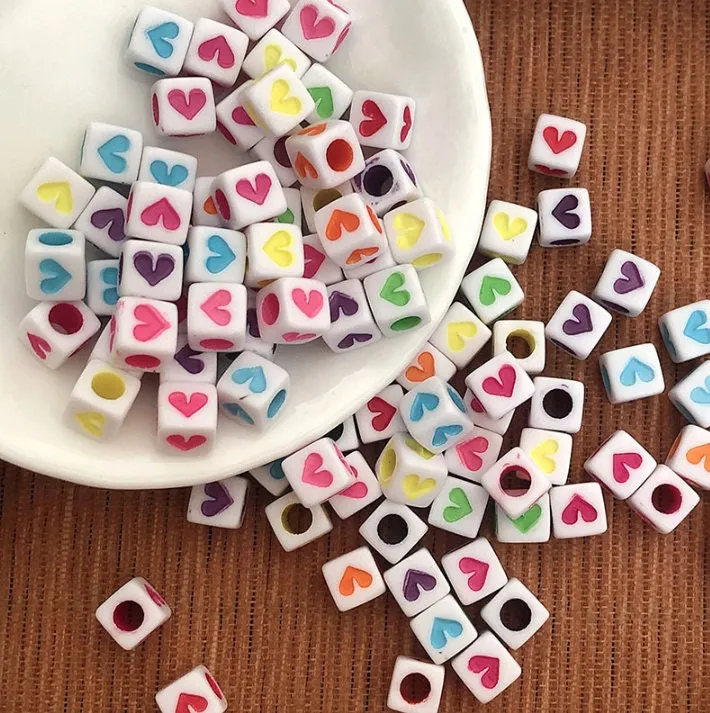 Colorful Heart Beads For Jewelry Making Black White Charm Beads Bracelet Making Spacer Beads Jewelry Supplies Jewelry Finding Acrylic Symbol