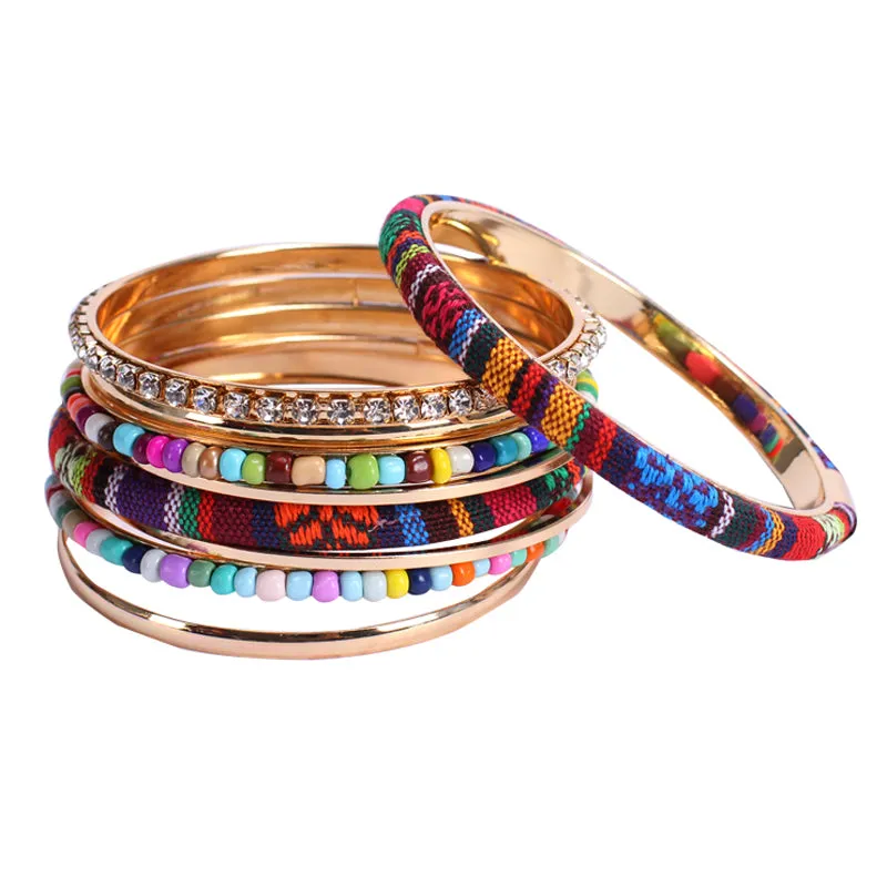 Colorful rice bead cloth hand ring