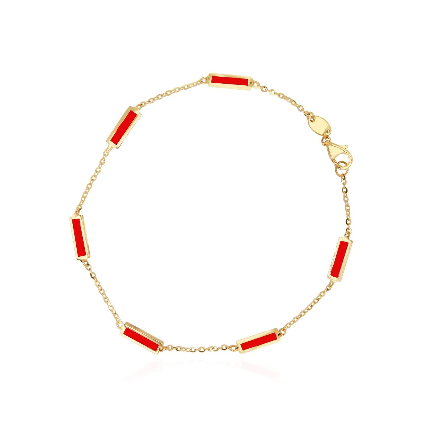 Coral Bar Chain Bracelet