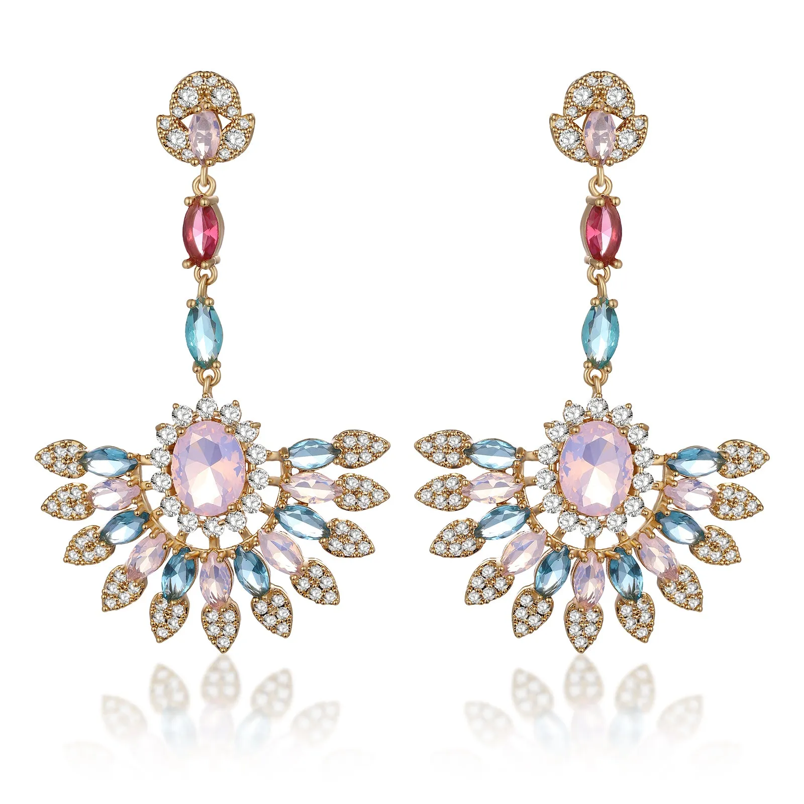 Crystal Fan Drop Earrings