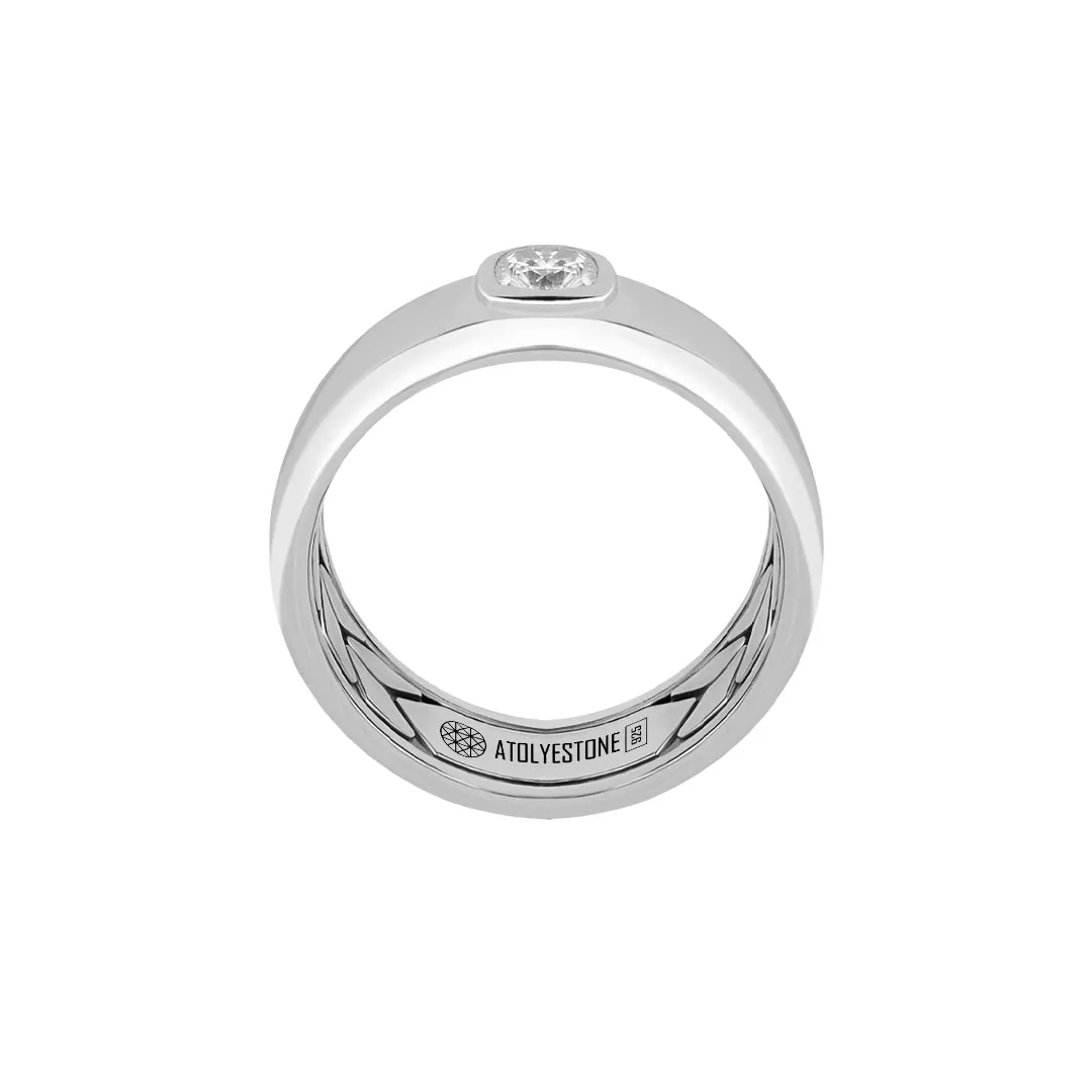 Cushion Moissanite Band Ring in Silver