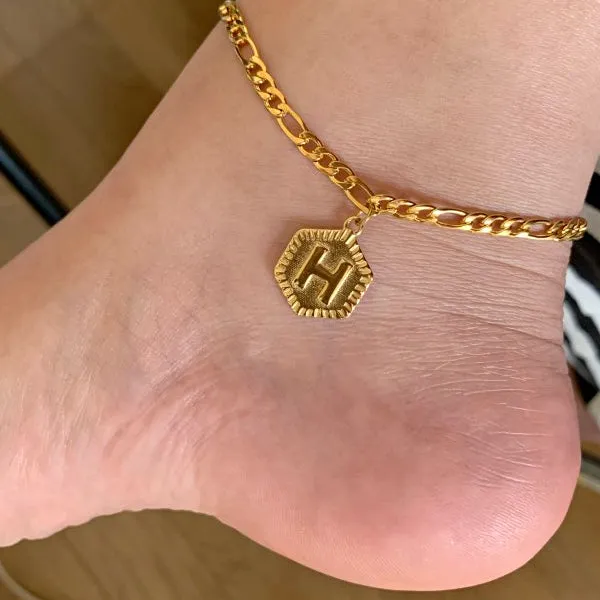 Custom Hexagon Alphabet Anklet