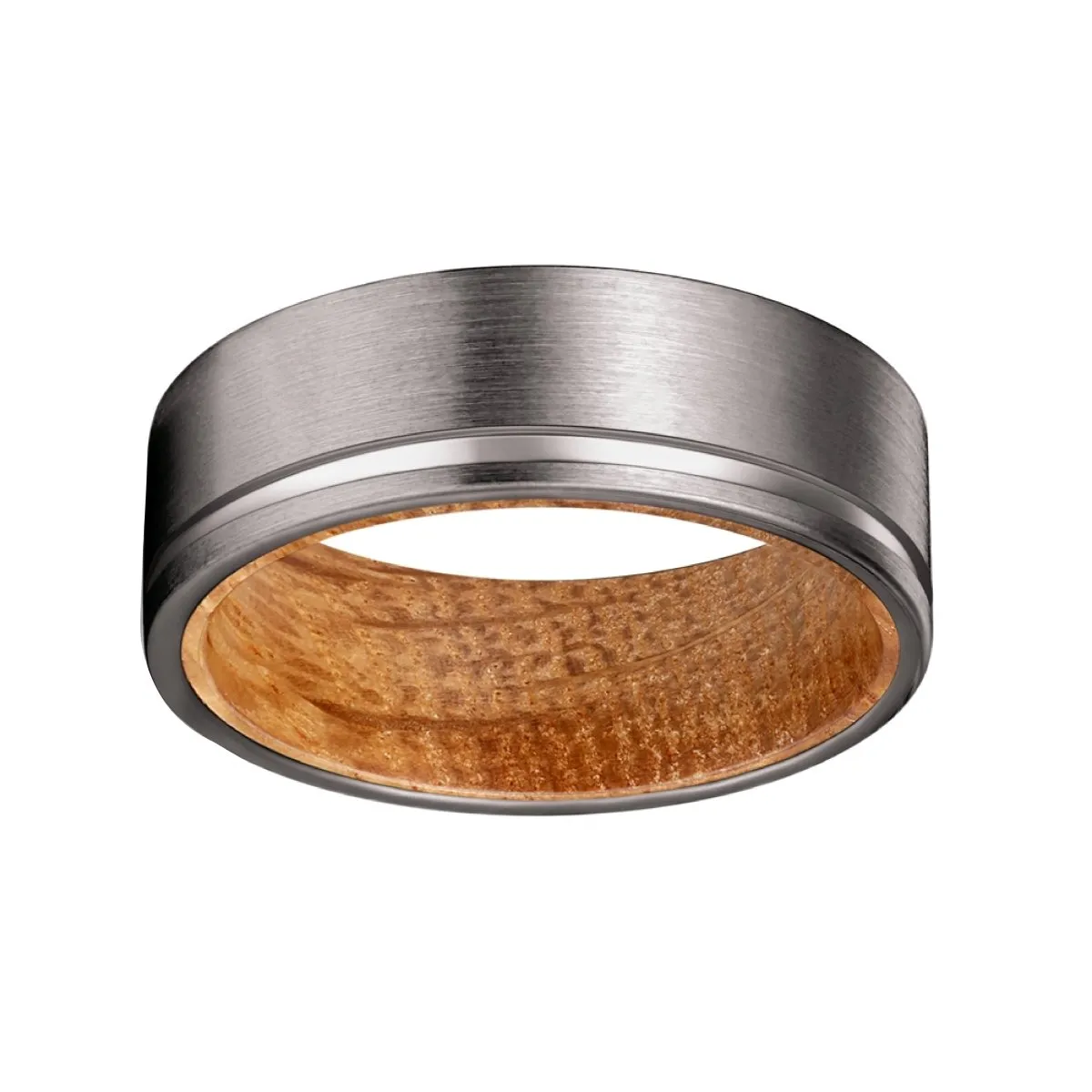 DAWSON | Whiskey Barrel Wood, Gunmetal Tungsten Offset Groove