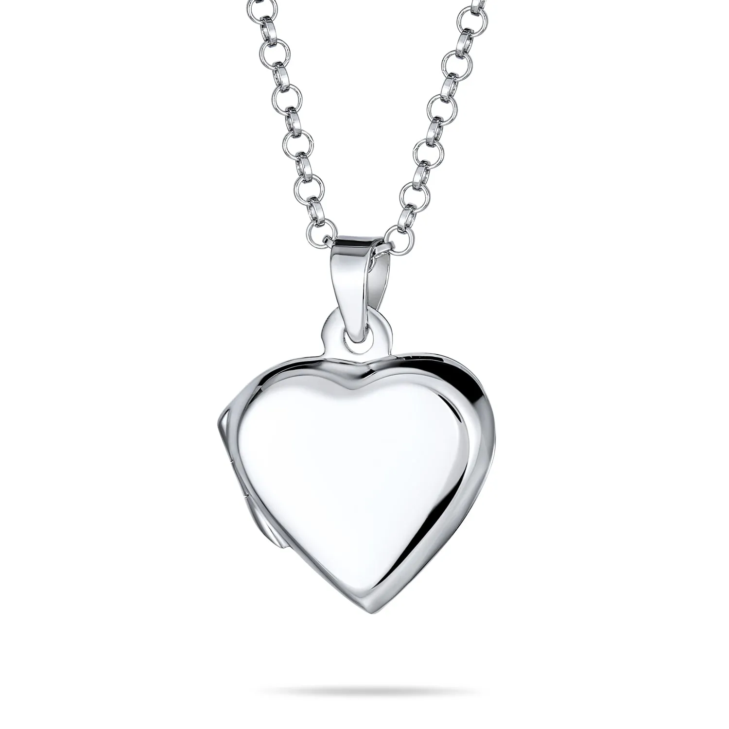 Delicate Heart Shaped Locket Necklace for Teens - Holds Photos Silver Pendant