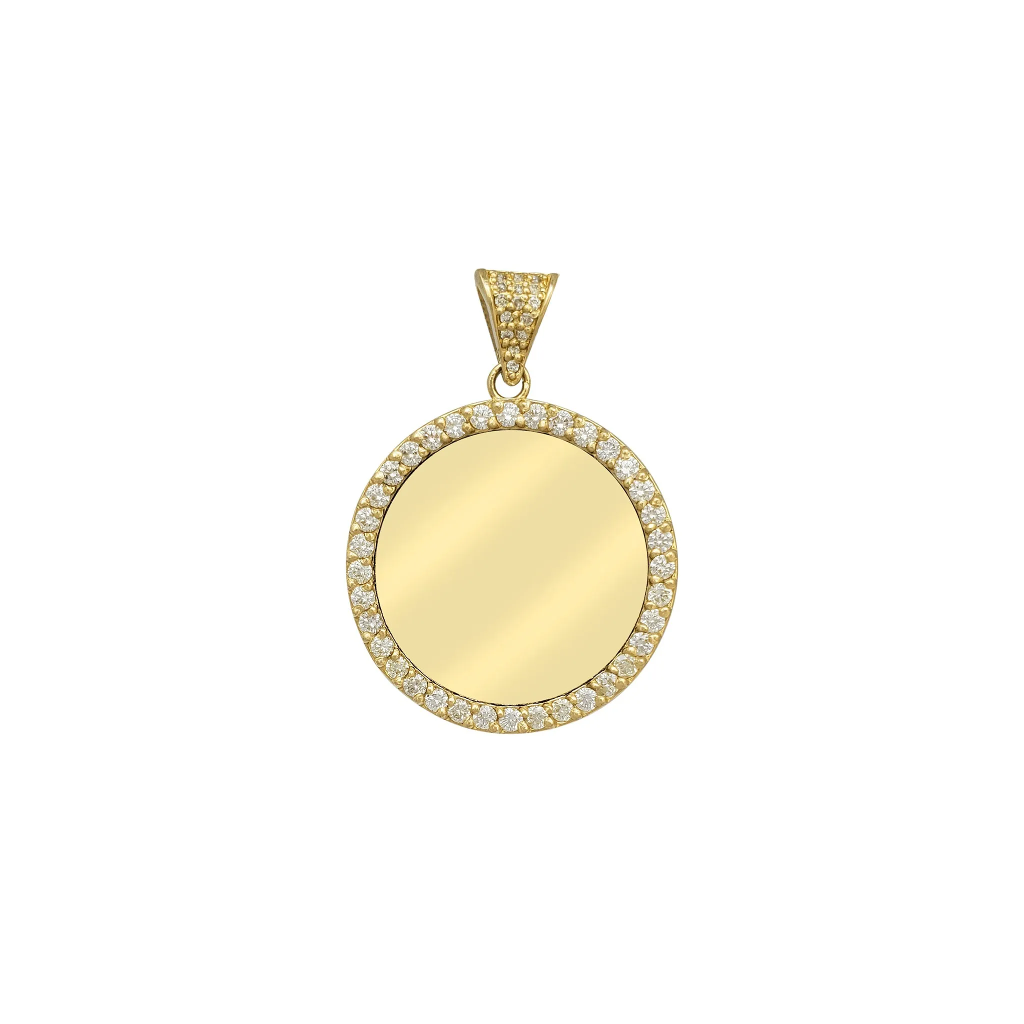 Diamond Pave Round Picture Medallion Pendant (14K)