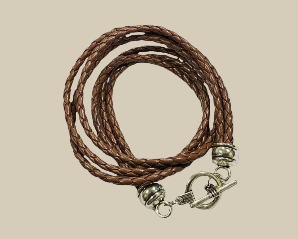 DOUBLE WRAP Woven Genuine Leather Toggle Bracelet