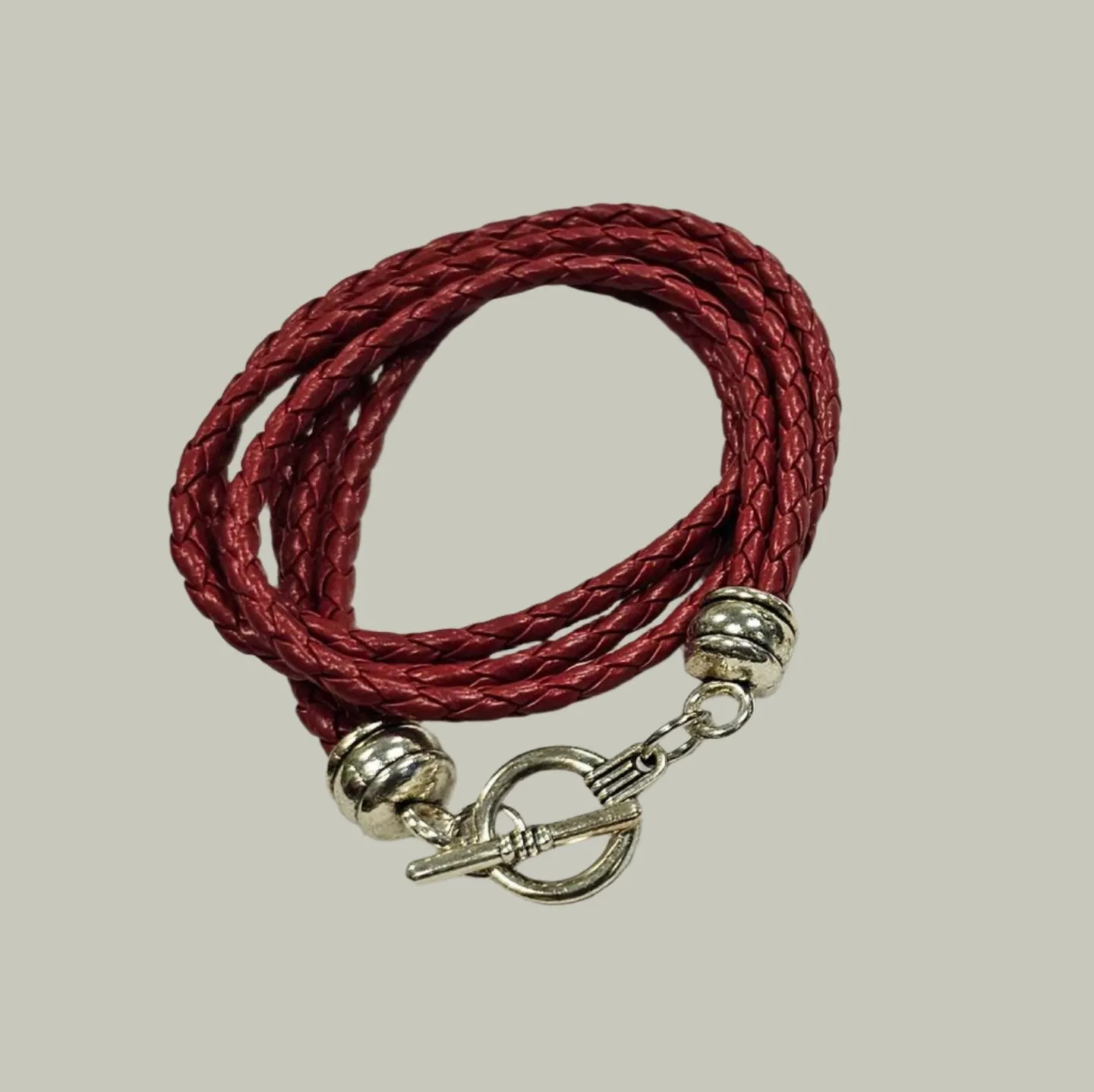 DOUBLE WRAP Woven Genuine Leather Toggle Bracelet