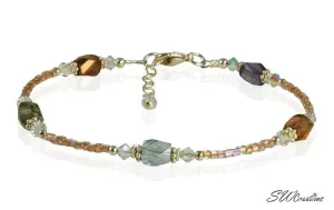 Earth-tone Crystal Glass Beaded Anklet