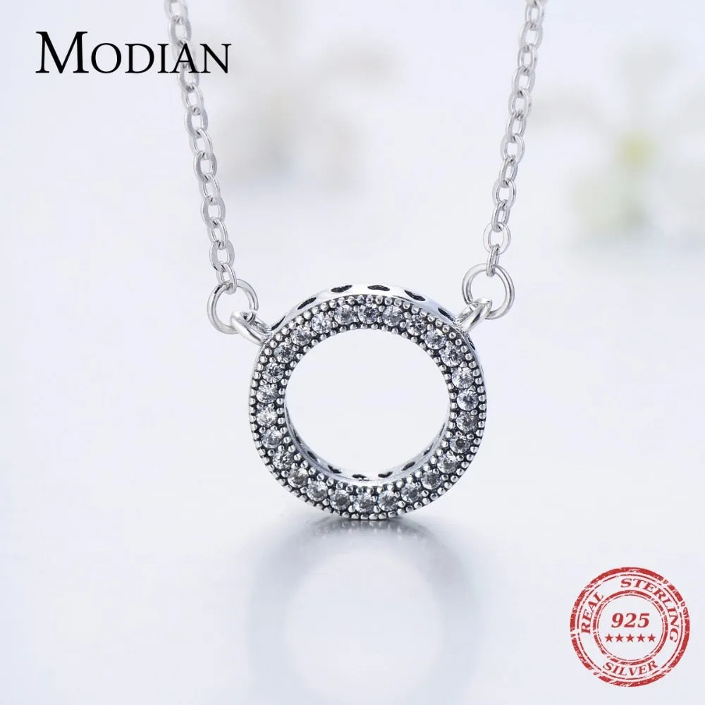 Elegant Brown Cubic Zirconia Circle Necklace with Vintage and Romantic Style for Women