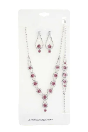 Elegant Rhinestone Bracelet Necklace Set