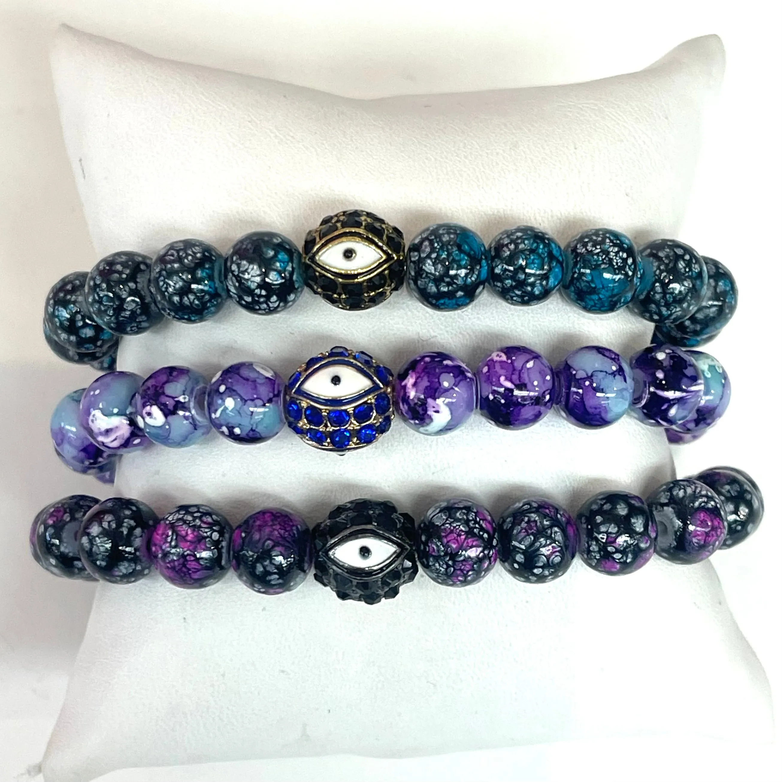 Evil Eye Colorful Gemstone Beaded Bracelet