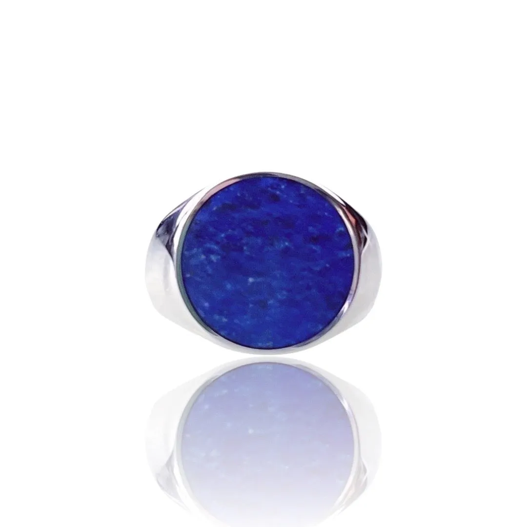 Explorer Signet Ring in sterling silver with lapis