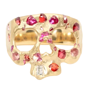 Extra Small Plum Blossom Confetti Skull Ring - Made to Order