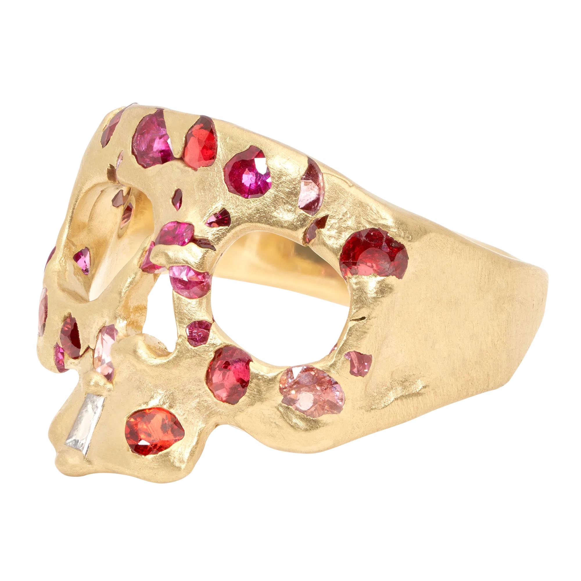 Extra Small Plum Blossom Confetti Skull Ring - Made to Order