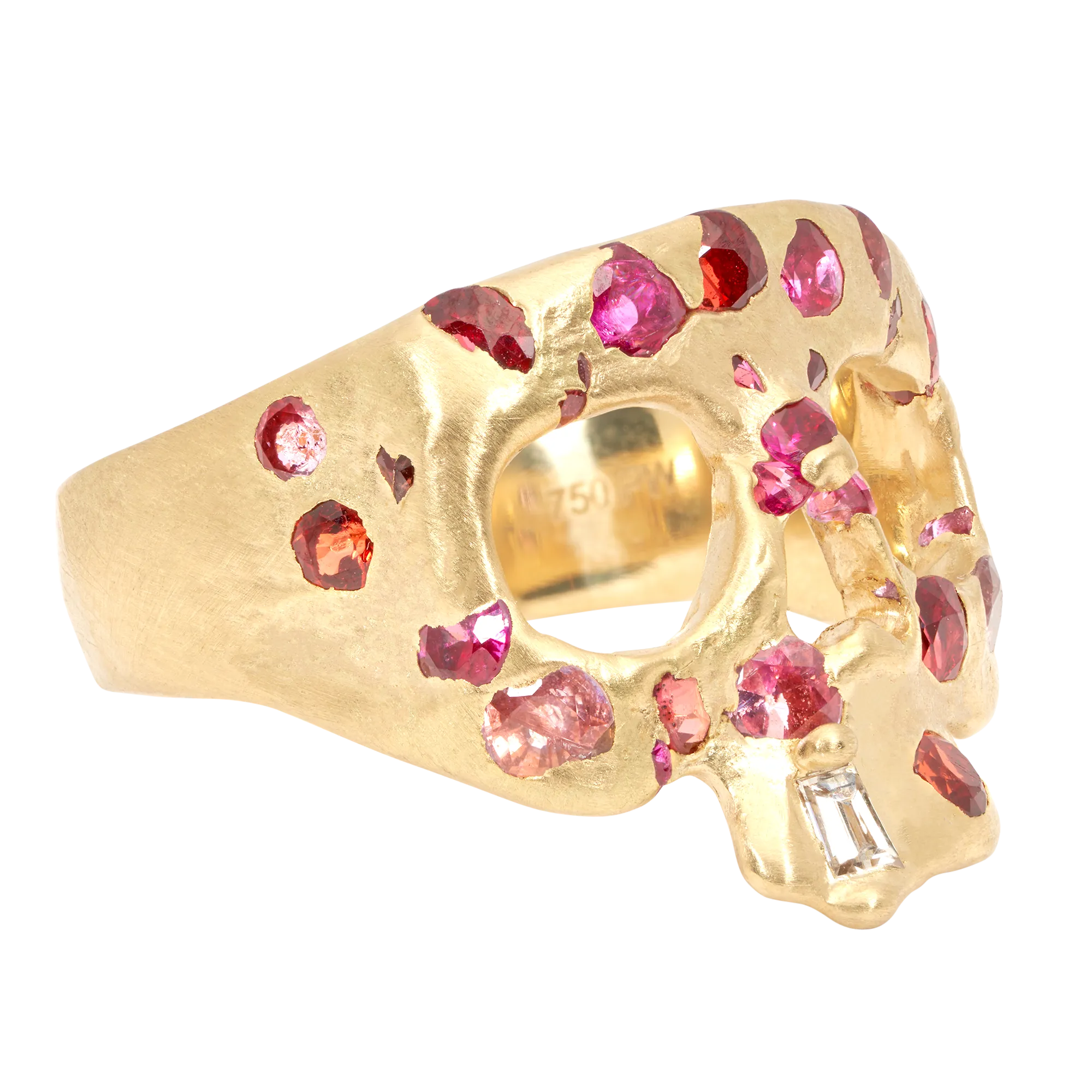 Extra Small Plum Blossom Confetti Skull Ring - Made to Order