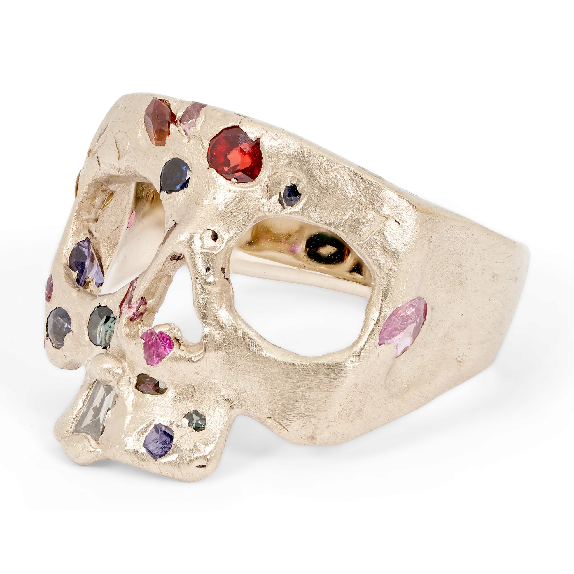 Extra Small Rainbow Confetti Skull Ring in White - Size 3 - 11247