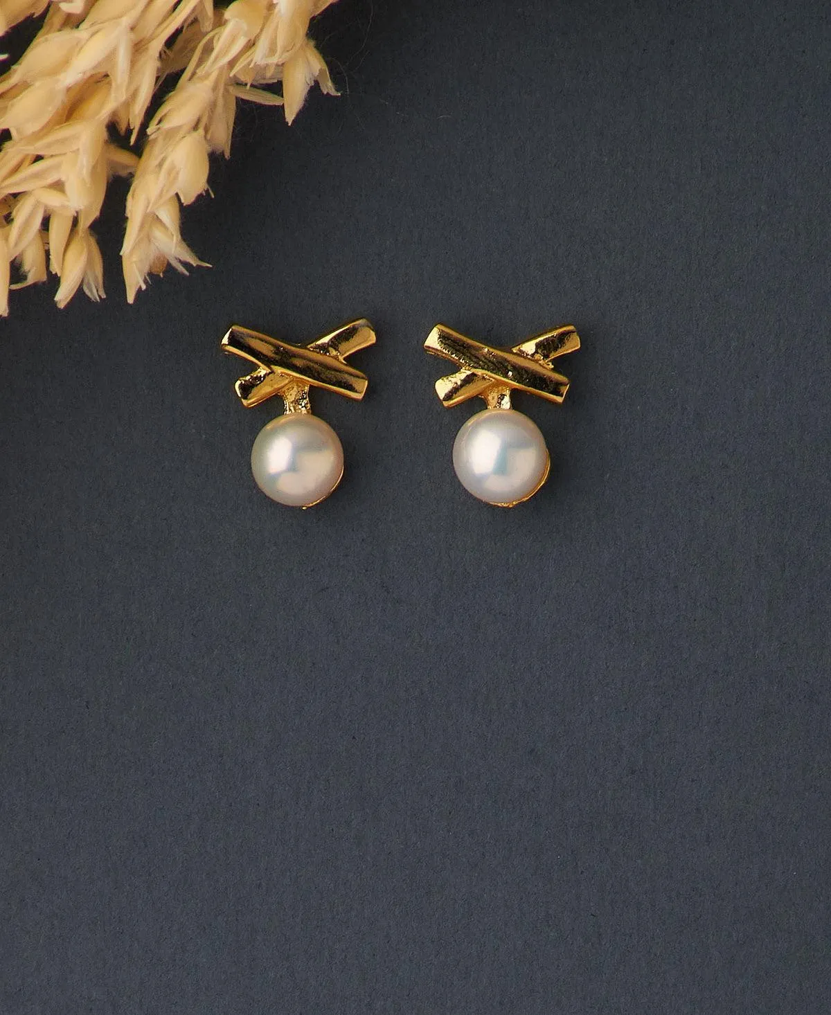 Fancy Real Pearl Stud Earring