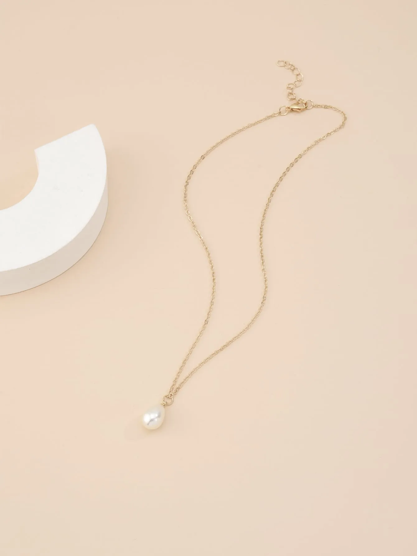 Faux Pearl Drop Charm Necklace Dainty Necklace Novelty Necklace Creative