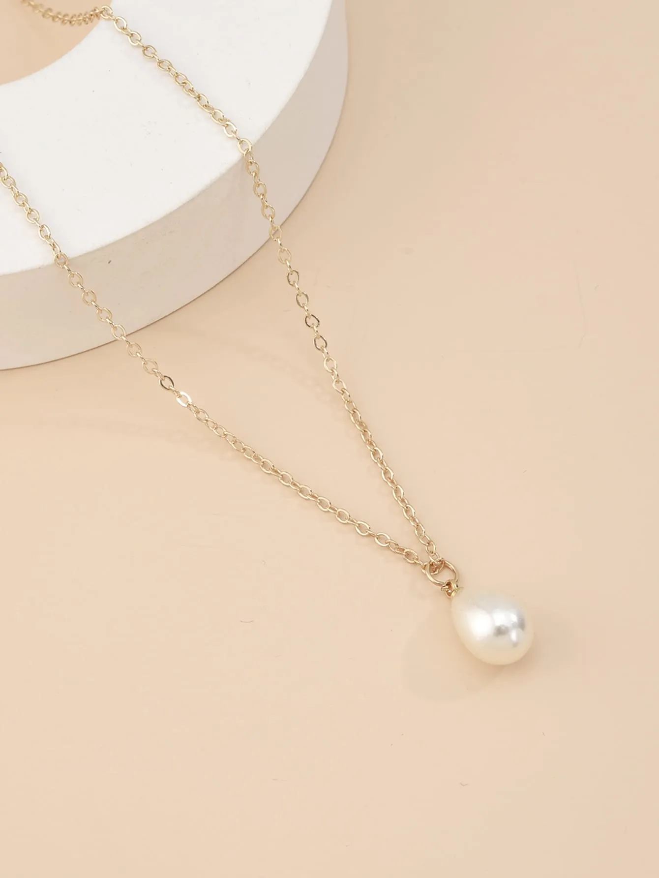 Faux Pearl Drop Charm Necklace Dainty Necklace Novelty Necklace Creative