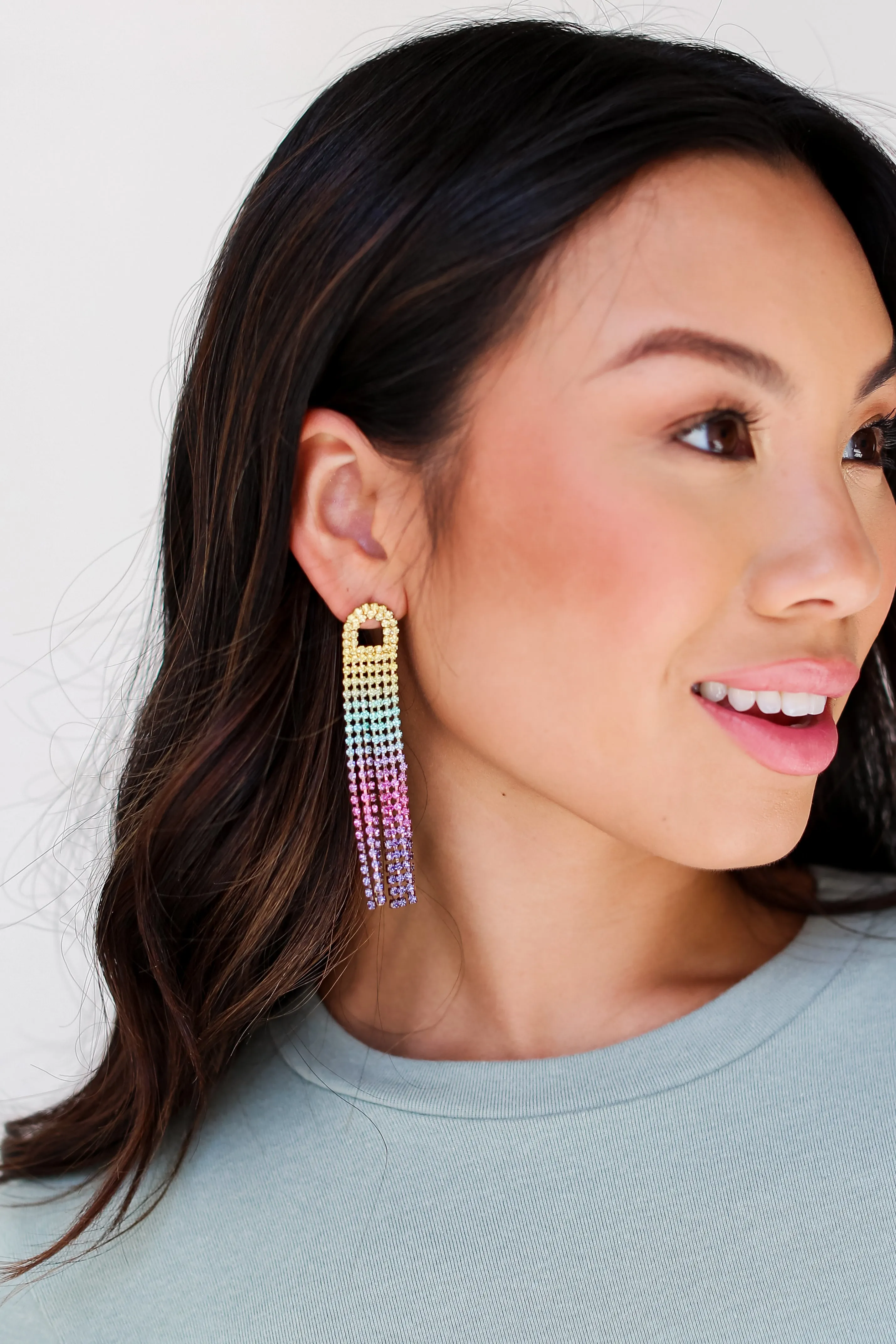 FINAL SALE - Lilly Rhinestone Fringe Earrings