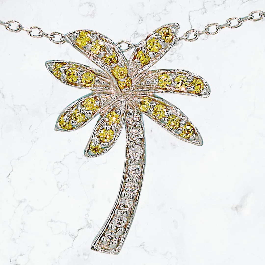 Florida Canary Yellow Palm Tree Necklace