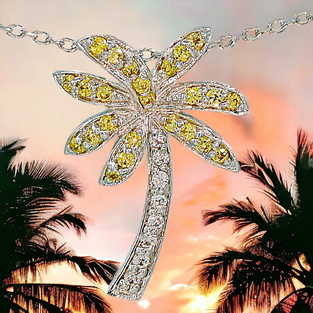 Florida Canary Yellow Palm Tree Necklace