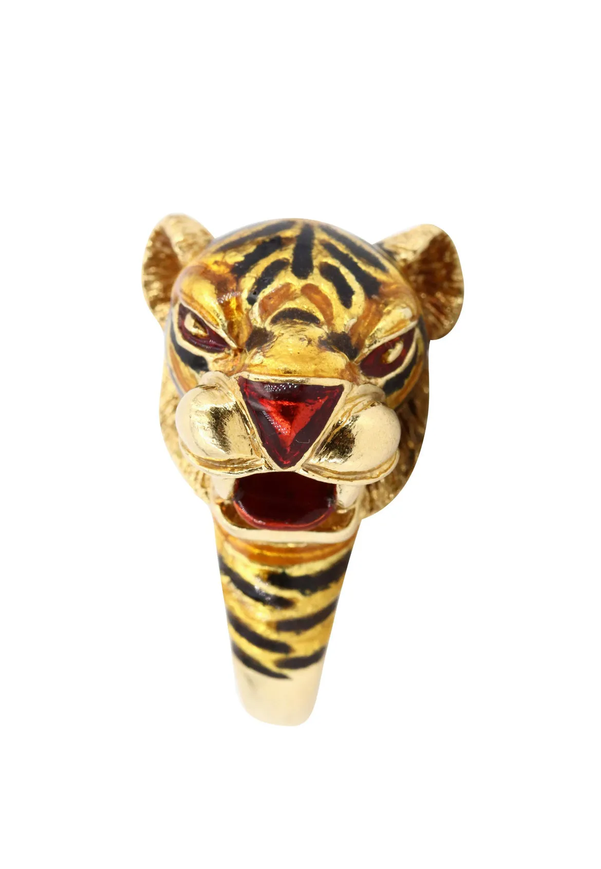 Frascarolo Italy Enamel Gold Panther Ring