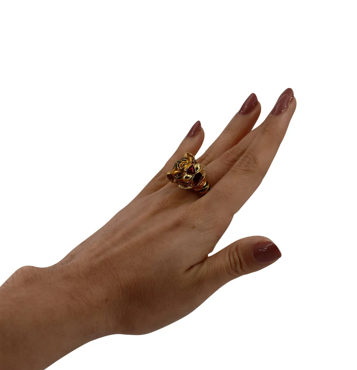 Frascarolo Italy Enamel Gold Panther Ring