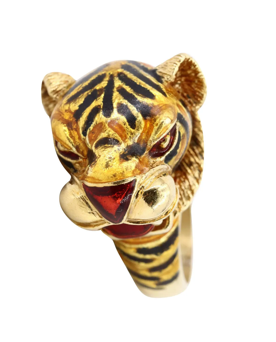 Frascarolo Italy Enamel Gold Panther Ring