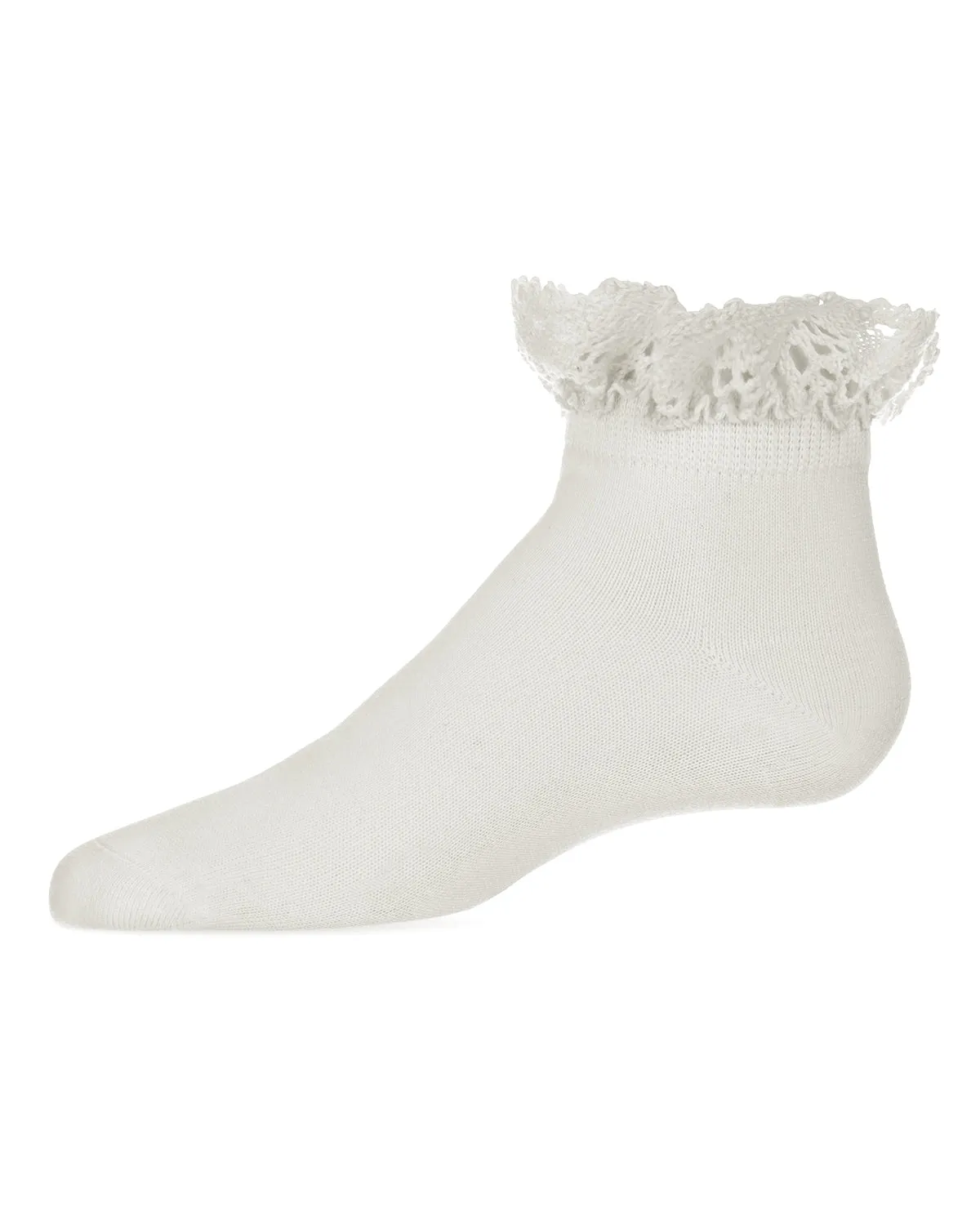 Girls Lace Top Mercerized Cotton Blend Ankle Sock