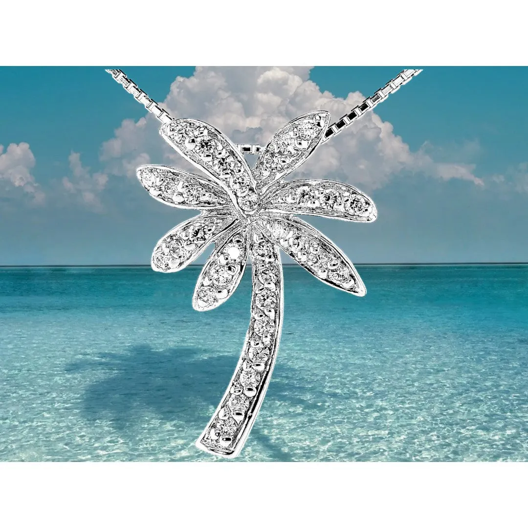 Gorgeous Tropical White Palm Tree Necklace