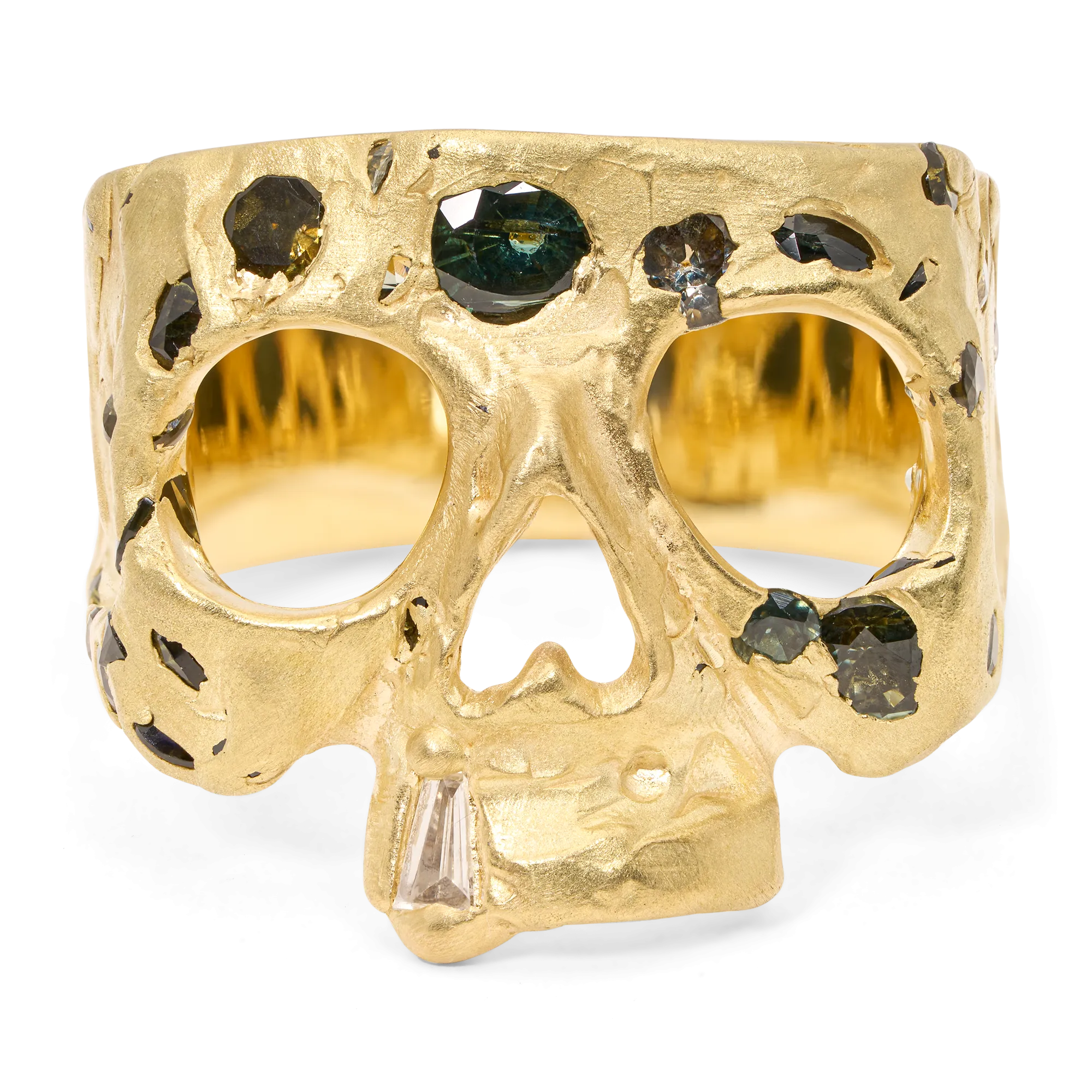 Green Confetti Skull Ring - Size 7.5 - 11857