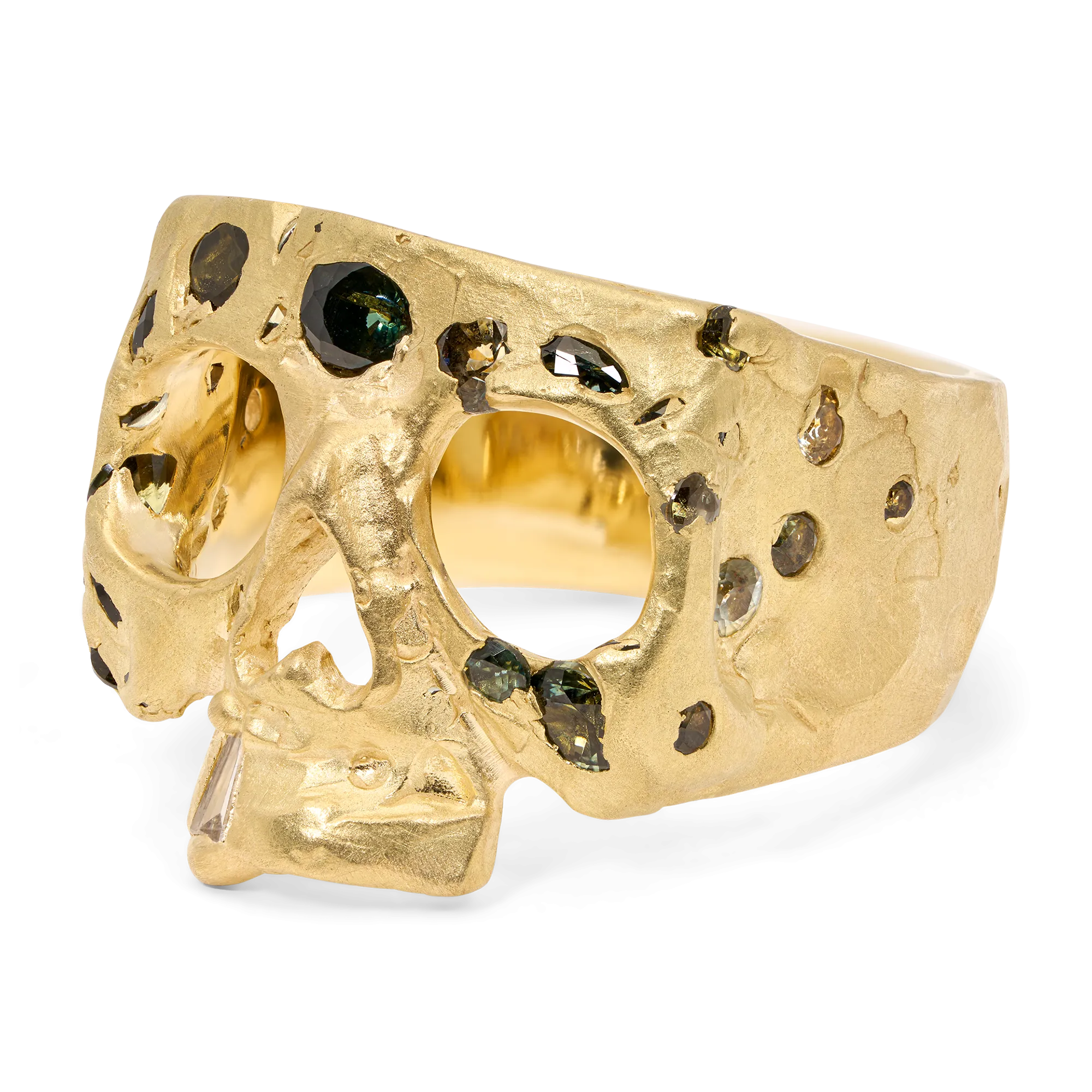 Green Confetti Skull Ring - Size 7.5 - 11857