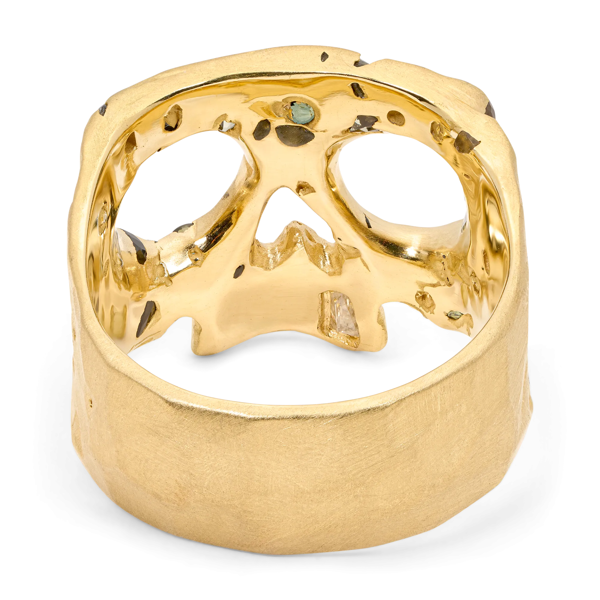 Green Confetti Skull Ring - Size 7.5 - 11857