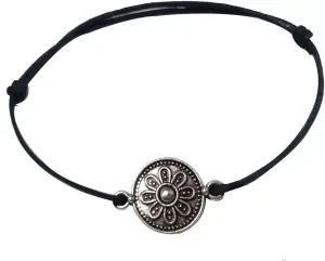 Gurjari Jewellers Gurjari Adjustable Black Thread Anklet with Oxidised Big Brouch for Girls Cotton Dori, Metal Anklet