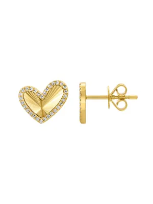 Hailey Heart Fluted Stud Earrings 14K