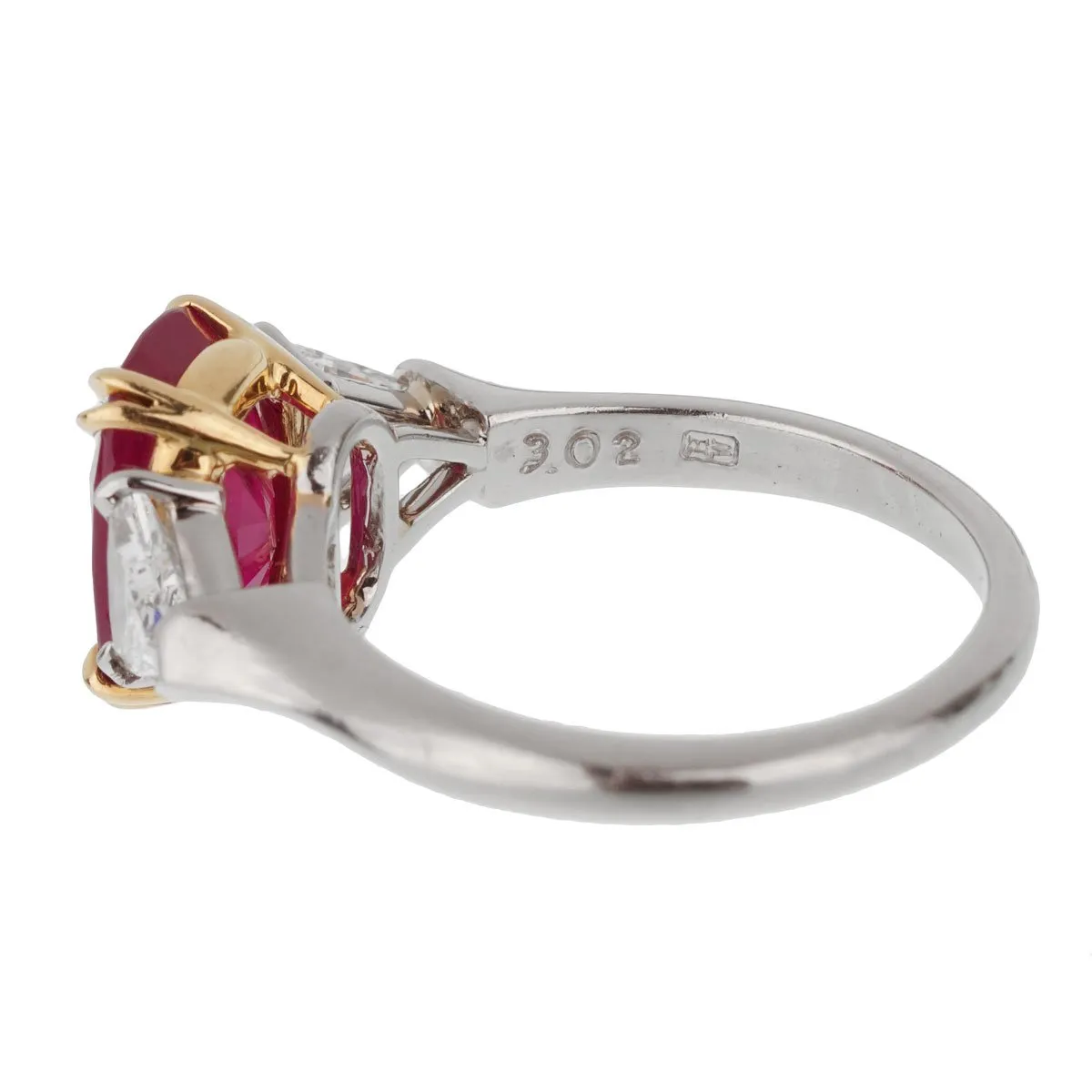 Harry Winston Burma Ruby Diamond Platinum Ring Sz 5 1/2