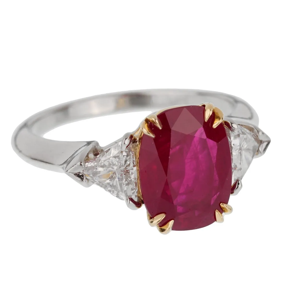 Harry Winston Burma Ruby Diamond Platinum Ring Sz 5 1/2