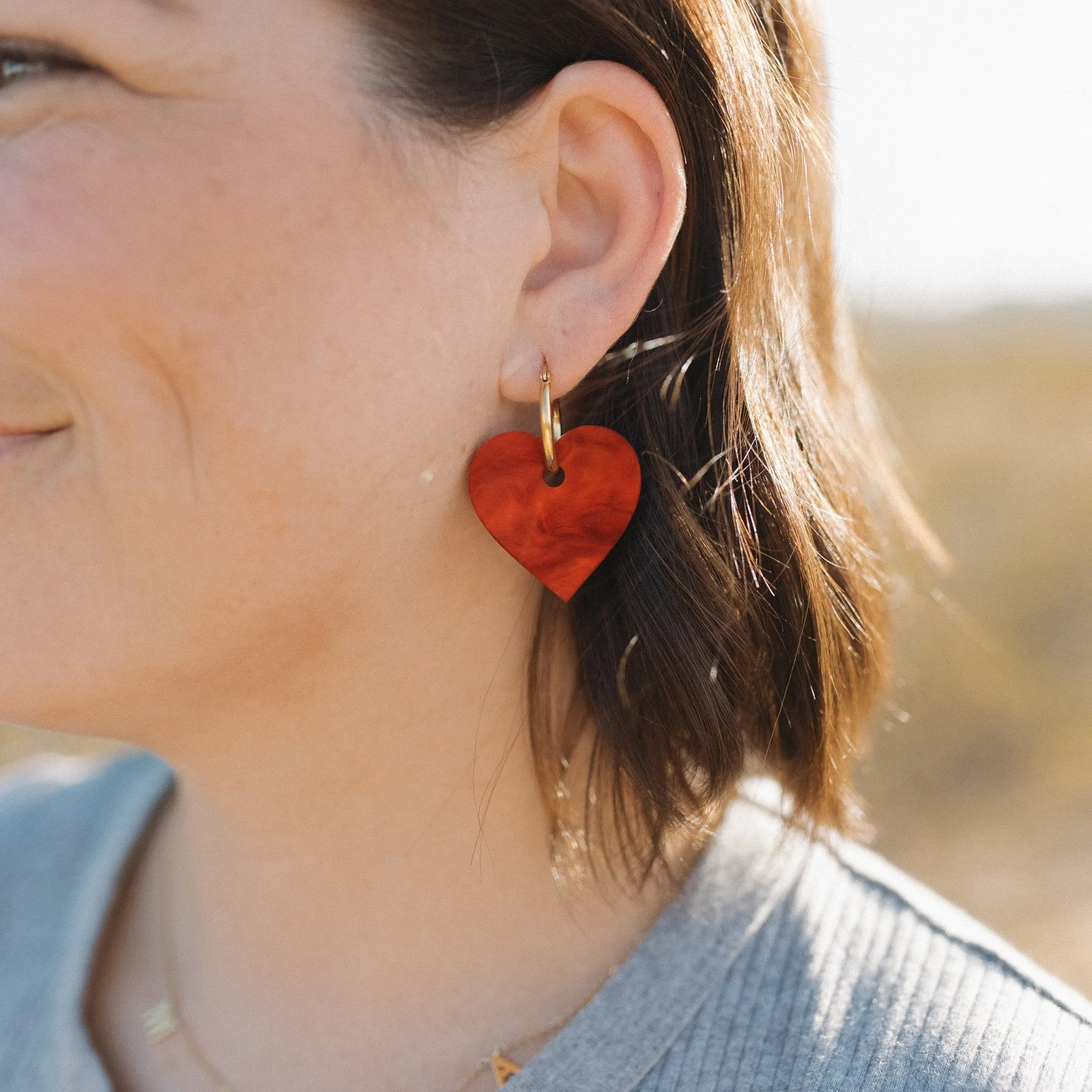 Heart Hoop Earrings in Love Potion