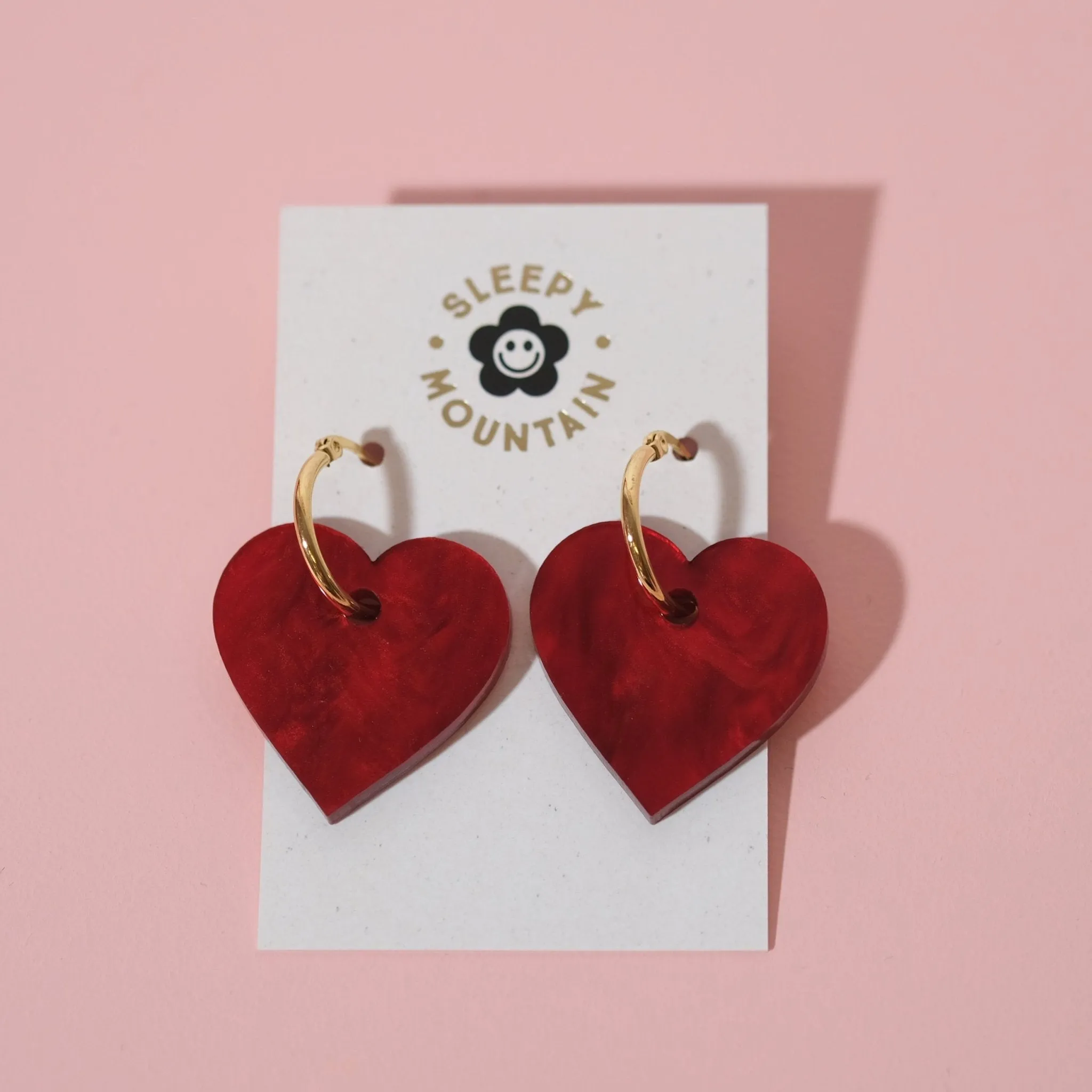 Heart Hoop Earrings in Love Potion