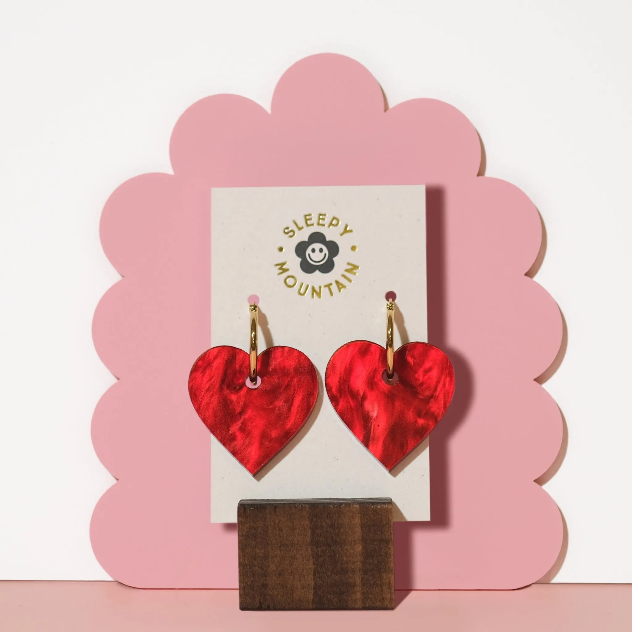 Heart Hoop Earrings in Love Potion